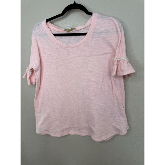 Weekend Suzanne Betro Womens Pink Blouse Small 3/4 sleeve round‎ neck cotton - Picture 2 of 7